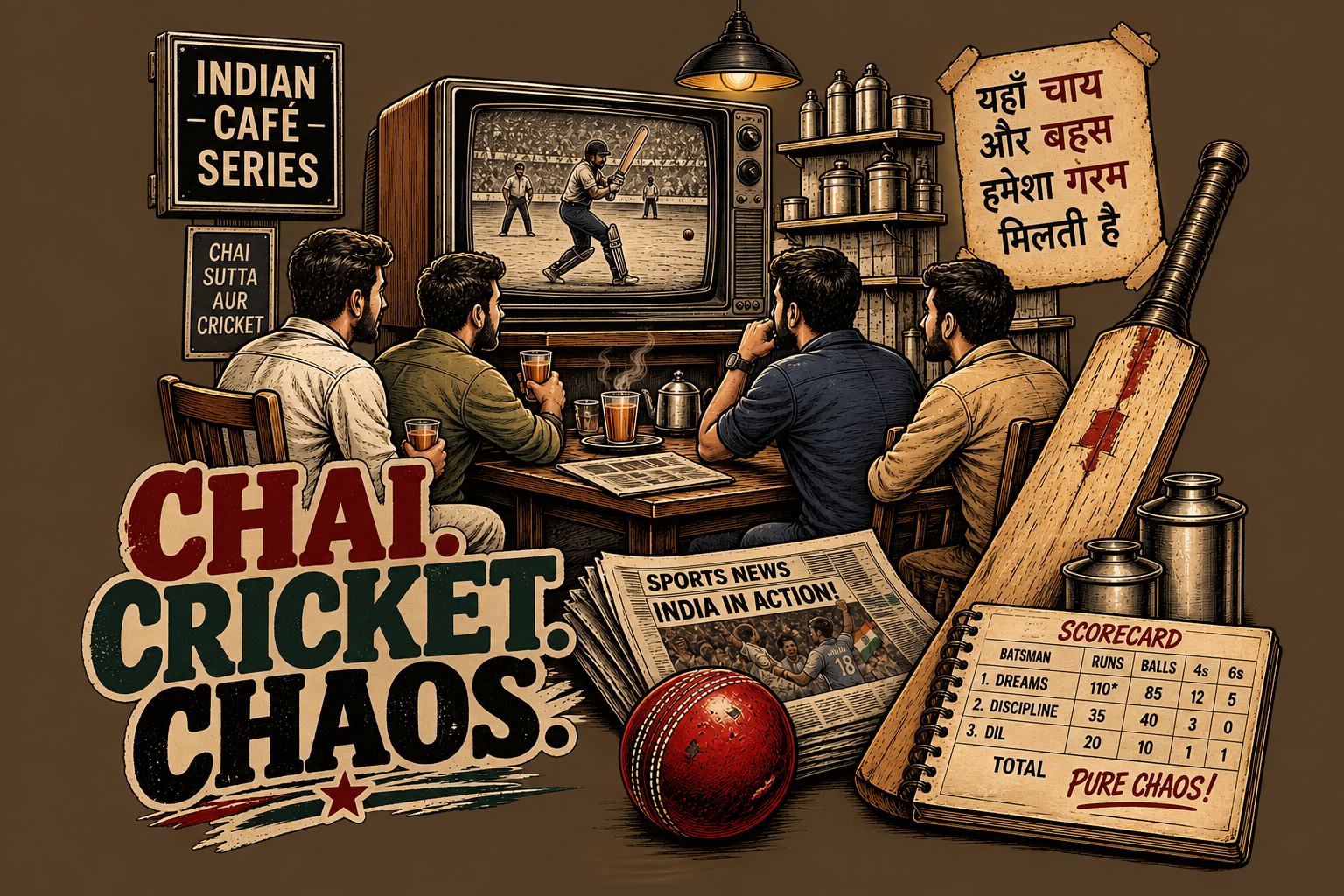 Chai Cricket Chaos - Male Ringer T-Shirt