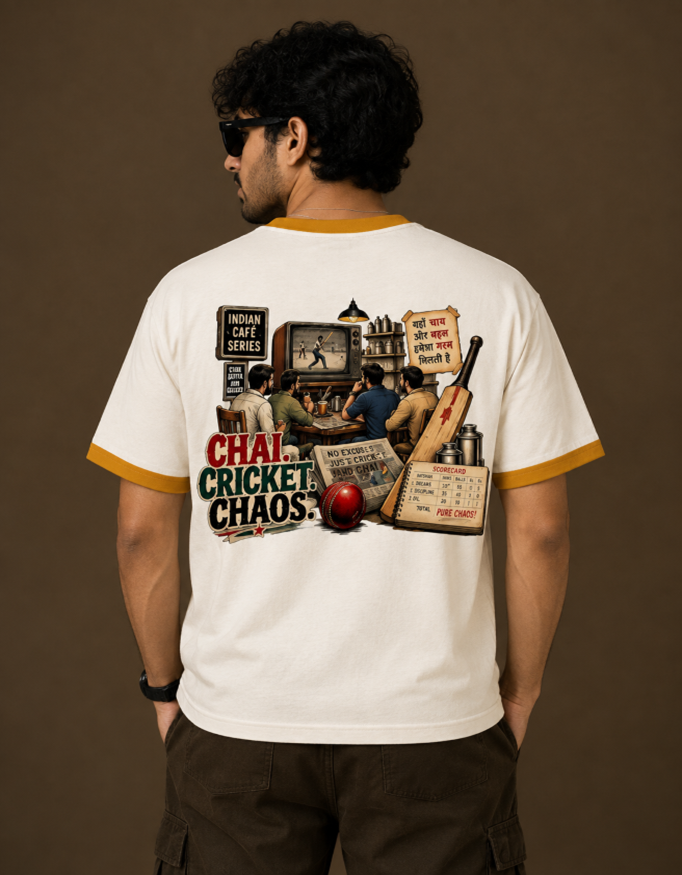 Chai Cricket Chaos - Male Ringer T-Shirt